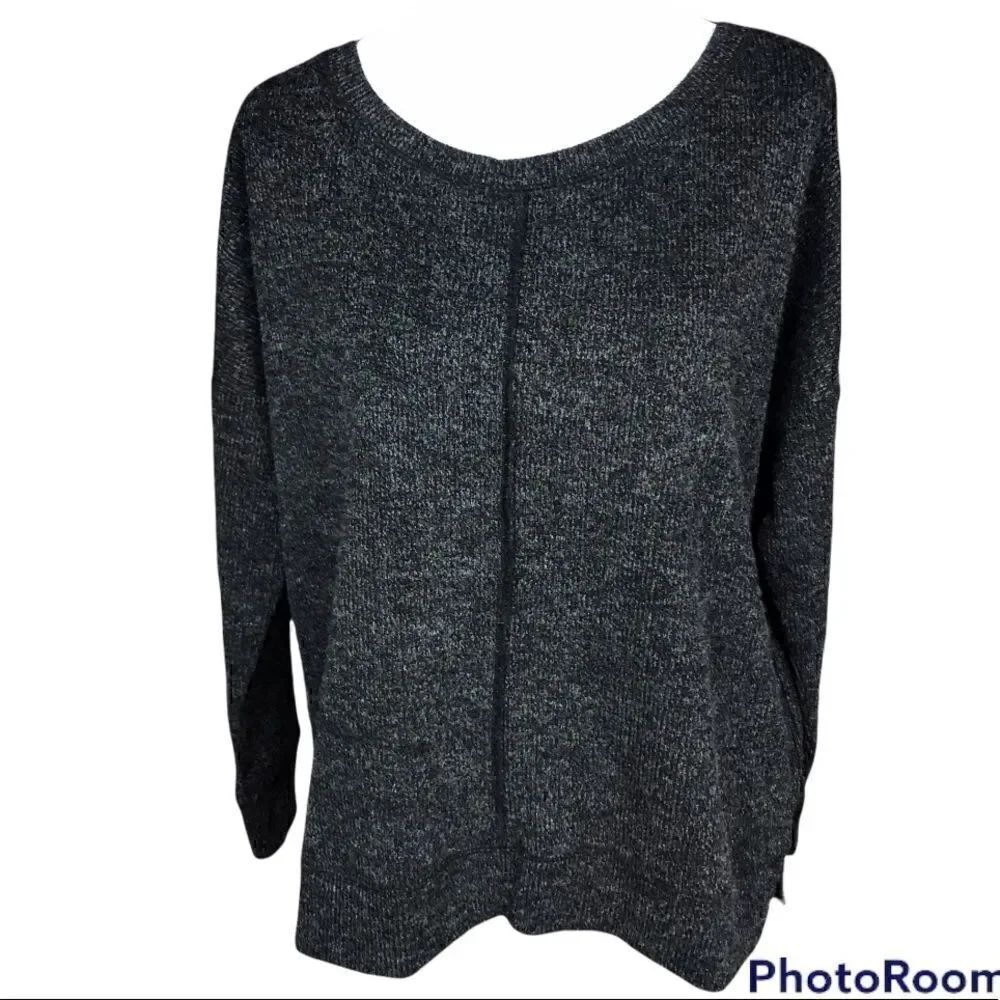 Band of Gypsies Sweater Scoop Neck Black with White Pullover Small NWOT